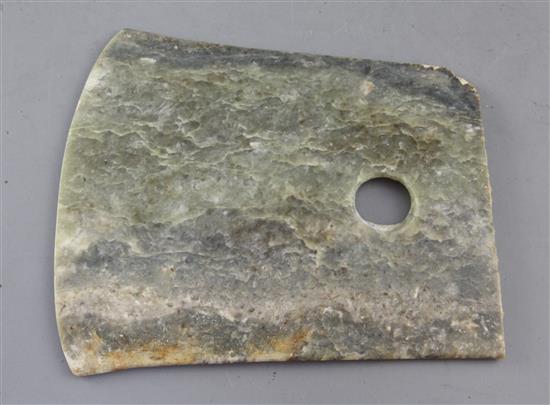 A Chinese archaistic jade axe head, possibly Longshan culture, l. 18.5cm